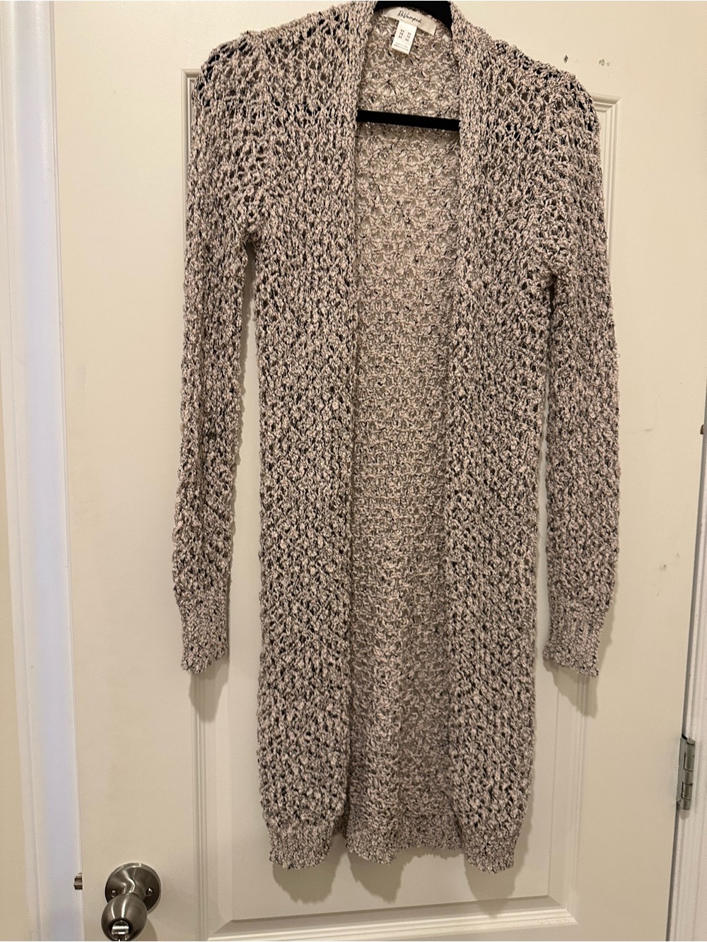 Revamped Open-Front Long Cardigan in Heathered Taupe